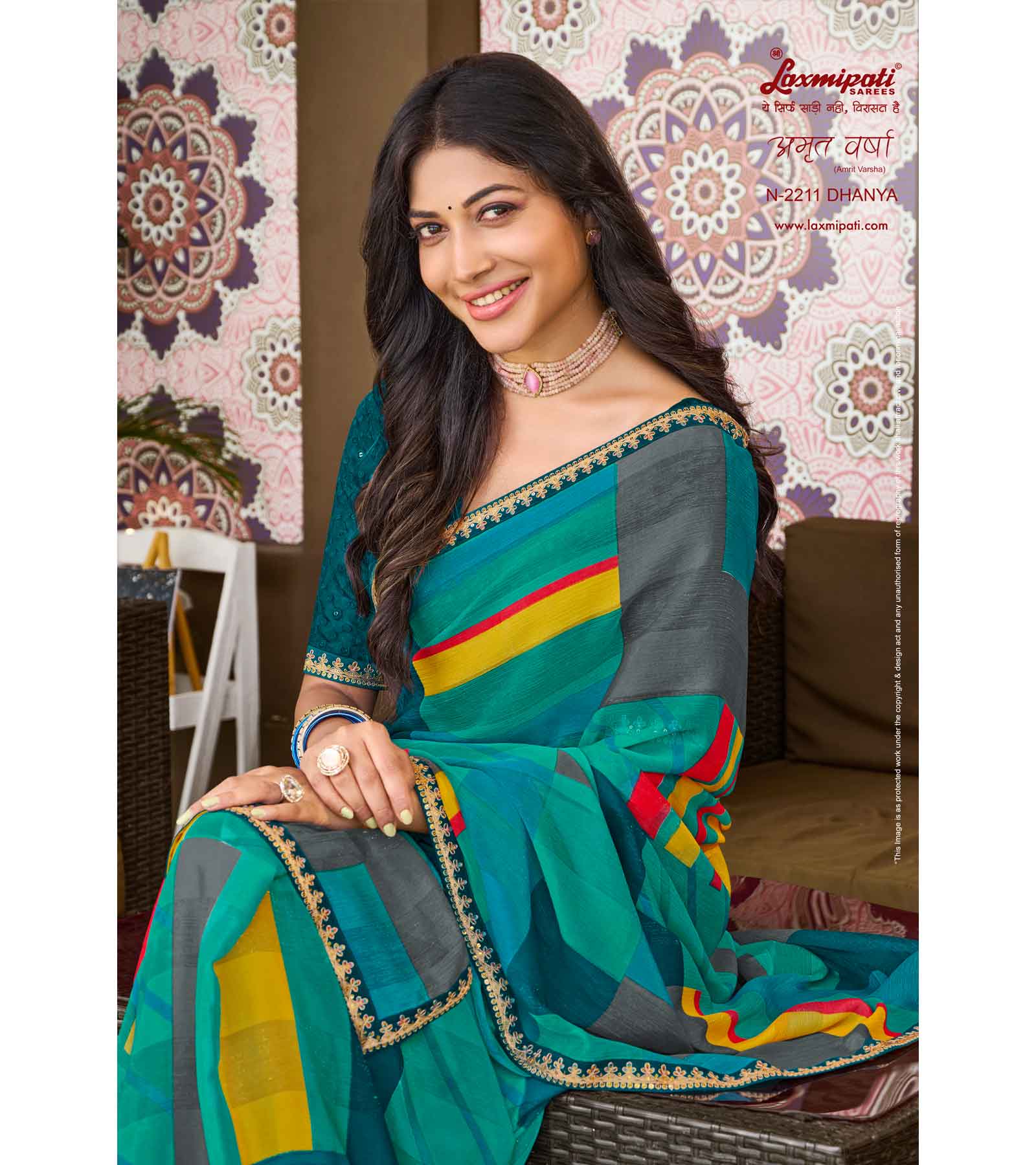 Laxmipati Amrit Varsha N-2211 Satin Multicolor Saree