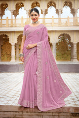 Laxmipati Malmal N-2215 Chiffon Pink Saree