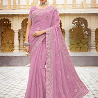 Laxmipati Malmal N-2215 Chiffon Pink Saree