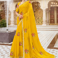Laxmipati Malmal N-2217 Satin Mustard Saree