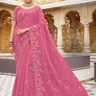 Laxmipati Malmal N-2220 Organza Pink Saree