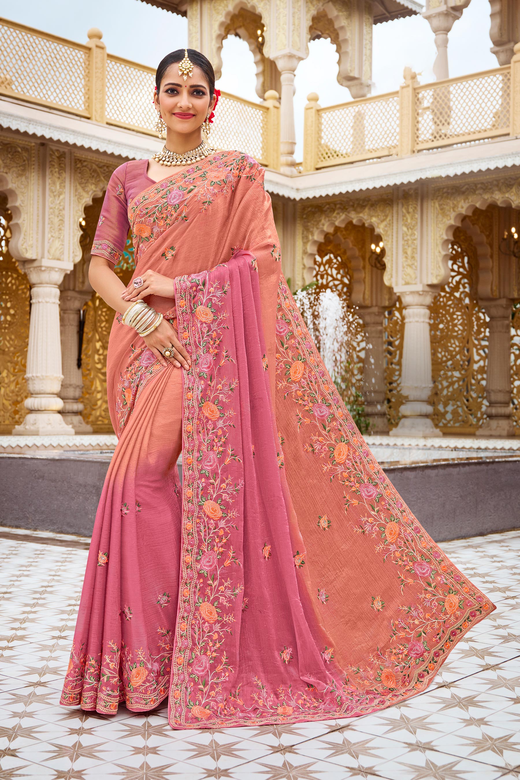 Laxmipati Malmal N-2222 Satin Multicolor Saree