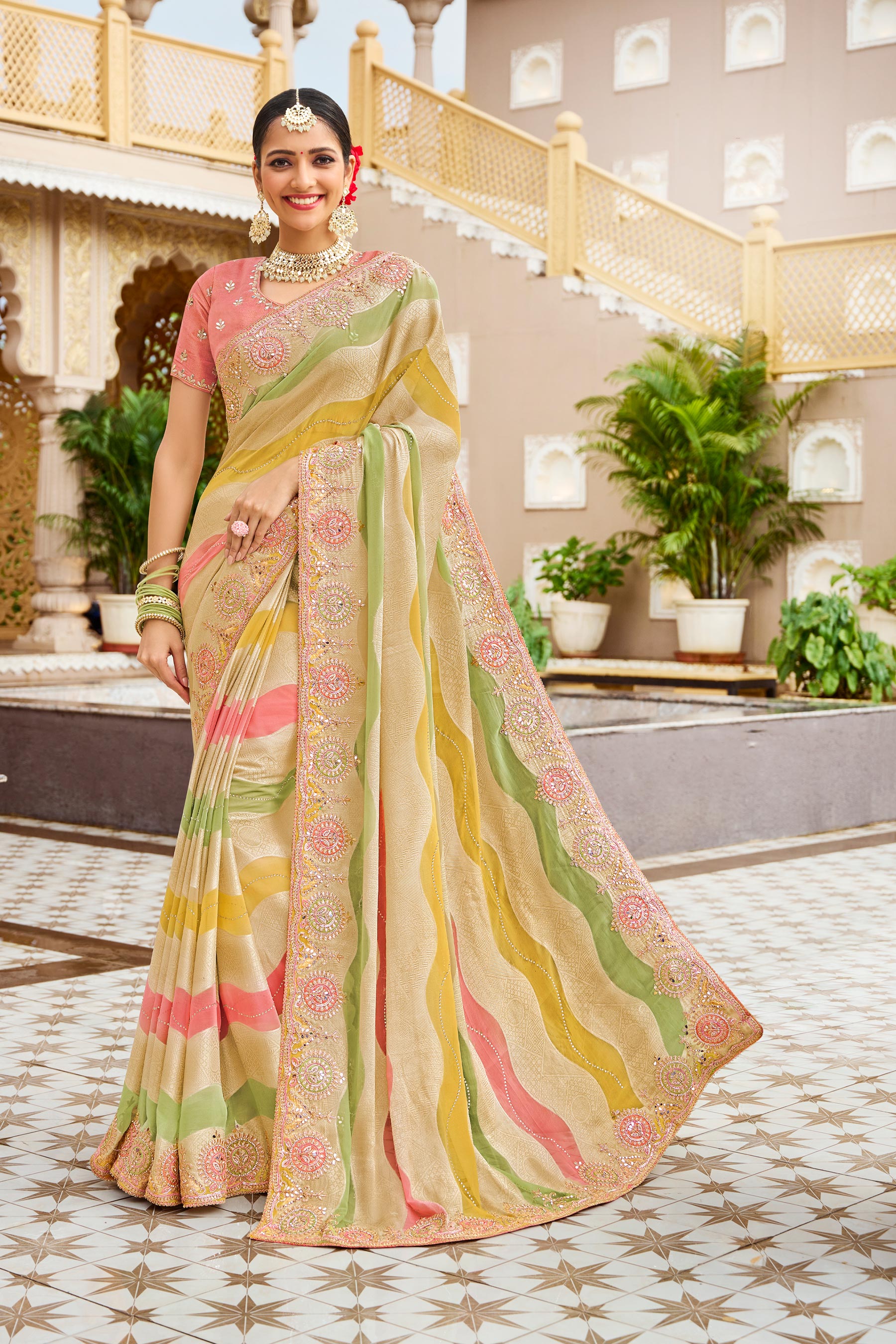 Laxmipati Malmal N-2226 Viscose Jaquard Multicolor Saree