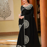 Laxmipati Gud_Chini N-2228 Organza Black Saree