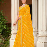 Laxmipati Gud_Chini N-2233 Organza Yellow Saree