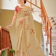 Laxmipati Gud_Chini N-2234 Tissue Beige Saree