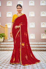 Laxmipati Mangla N-2239 Chiffon Red Saree