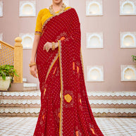 Laxmipati Mangla N-2239 Chiffon Red Saree