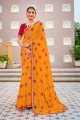 Laxmipati Mangla N-2240 Chiffon Mustard Saree