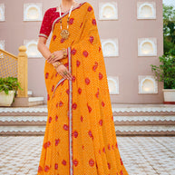 Laxmipati Mangla N-2240 Chiffon Mustard Saree