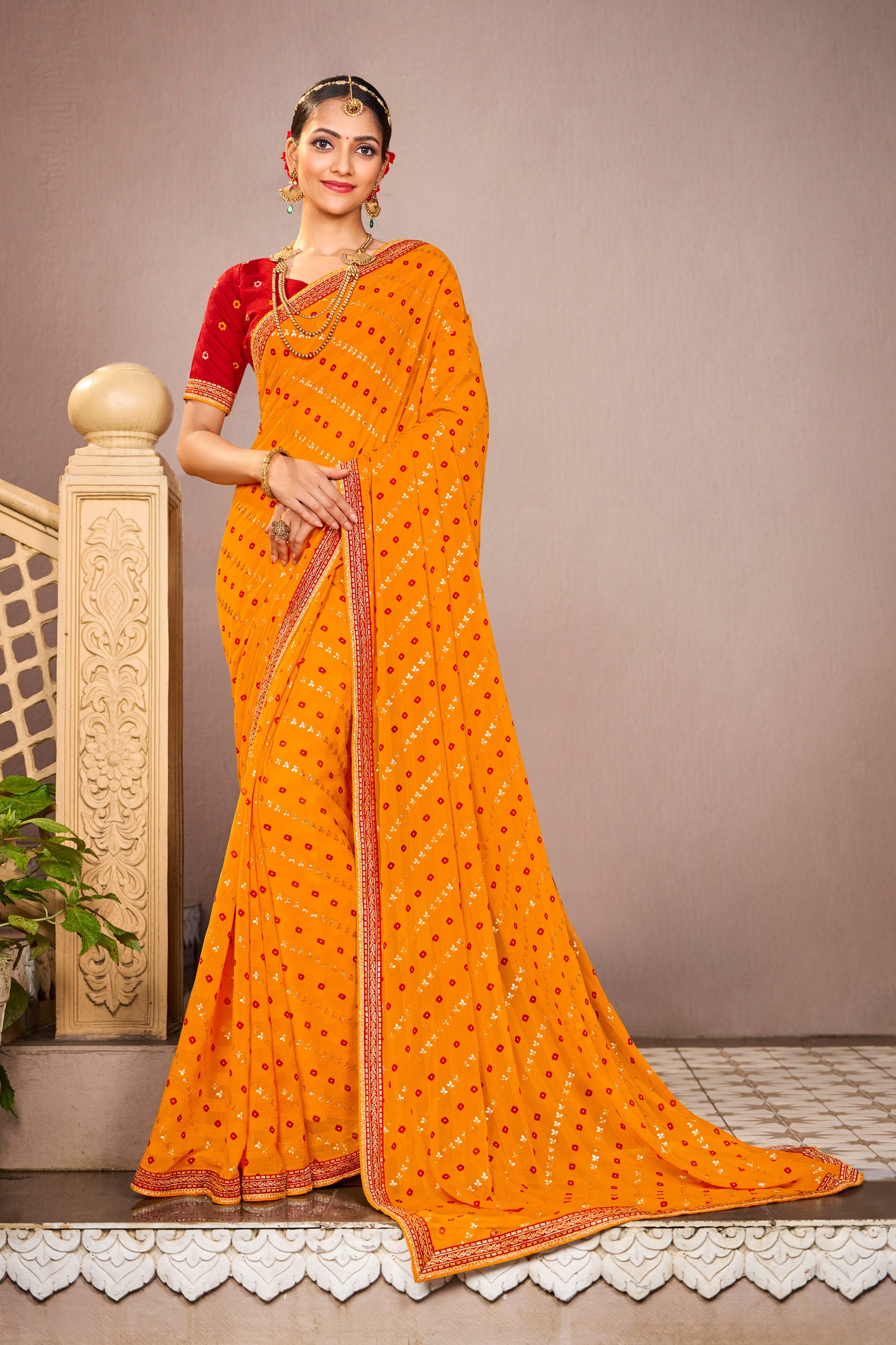 Laxmipati Mangla N-2242 Chiffon Mustard Saree