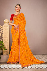 Laxmipati Mangla N-2242 Chiffon Mustard Saree