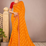 Laxmipati Mangla N-2242 Chiffon Mustard Saree