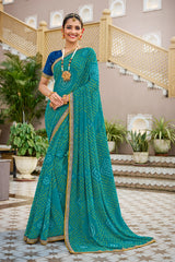 Laxmipati Mangla N-2243 Chiffon Turquoise Saree