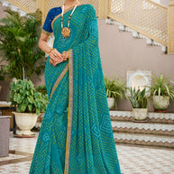 Laxmipati Mangla N-2243 Chiffon Turquoise Saree