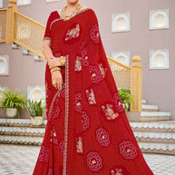Laxmipati Mangla N-2244 Chiffon Red Saree