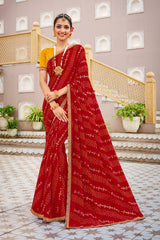 Laxmipati Mangla N-2245 Chiffon Red Saree