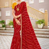 Laxmipati Mangla N-2245 Chiffon Red Saree