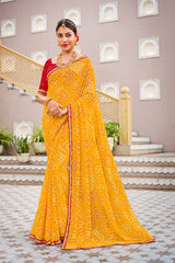 Laxmipati Mangla N-2246 Chiffon Mustard Saree