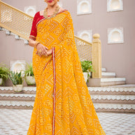 Laxmipati Mangla N-2246 Chiffon Mustard Saree