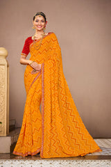 Laxmipati Mangla N-2248 Chiffon Mustard Saree