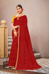 Laxmipati Mangla N-2249 Chiffon Red Saree