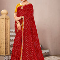 Laxmipati Mangla N-2249 Chiffon Red Saree