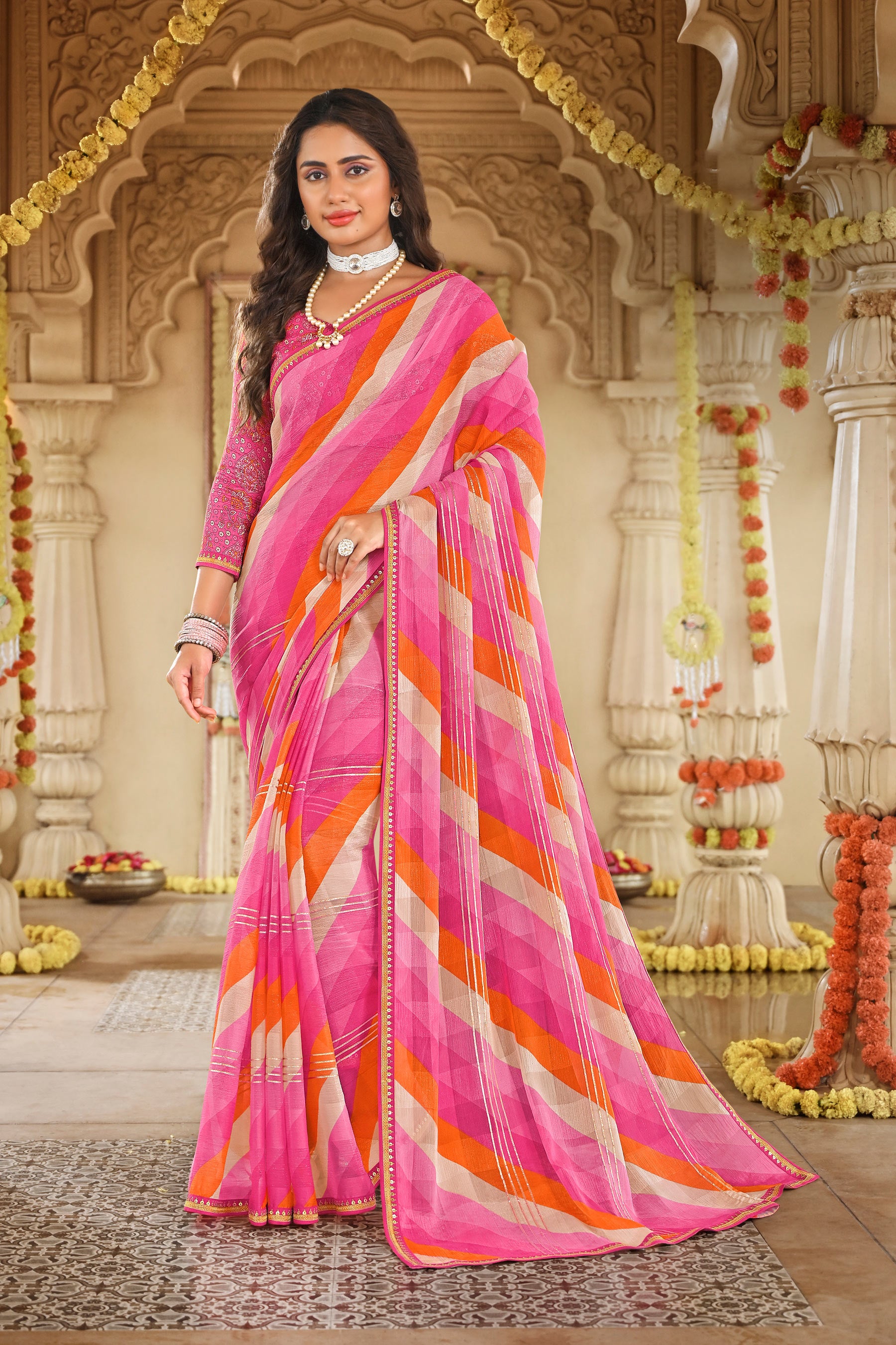 Laxmipati Dhan_Laxmi N-2251 Chiffon Multicolor Saree