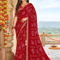 Laxmipati Dhan_laxmi N-2253 Chiffon Red Saree