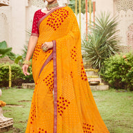 Laxmipati Dhan_laxmi N-2258 Chiffon Mustard Saree