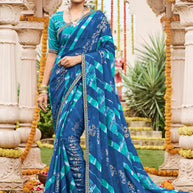 Laxmipati Dhan_laxmi N-2261 Chiffon Blue Saree