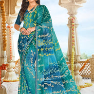Laxmipati Dhan_laxmi N-2267 Chiffon Sky Blue Saree