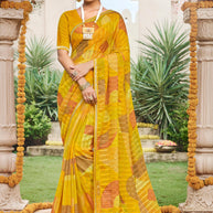Laxmipati Dhan_laxmi N-2268 Chiffon Mustard Saree