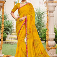 Laxmipati Dhan_laxmi N-2272 Chiffon Mustard Saree