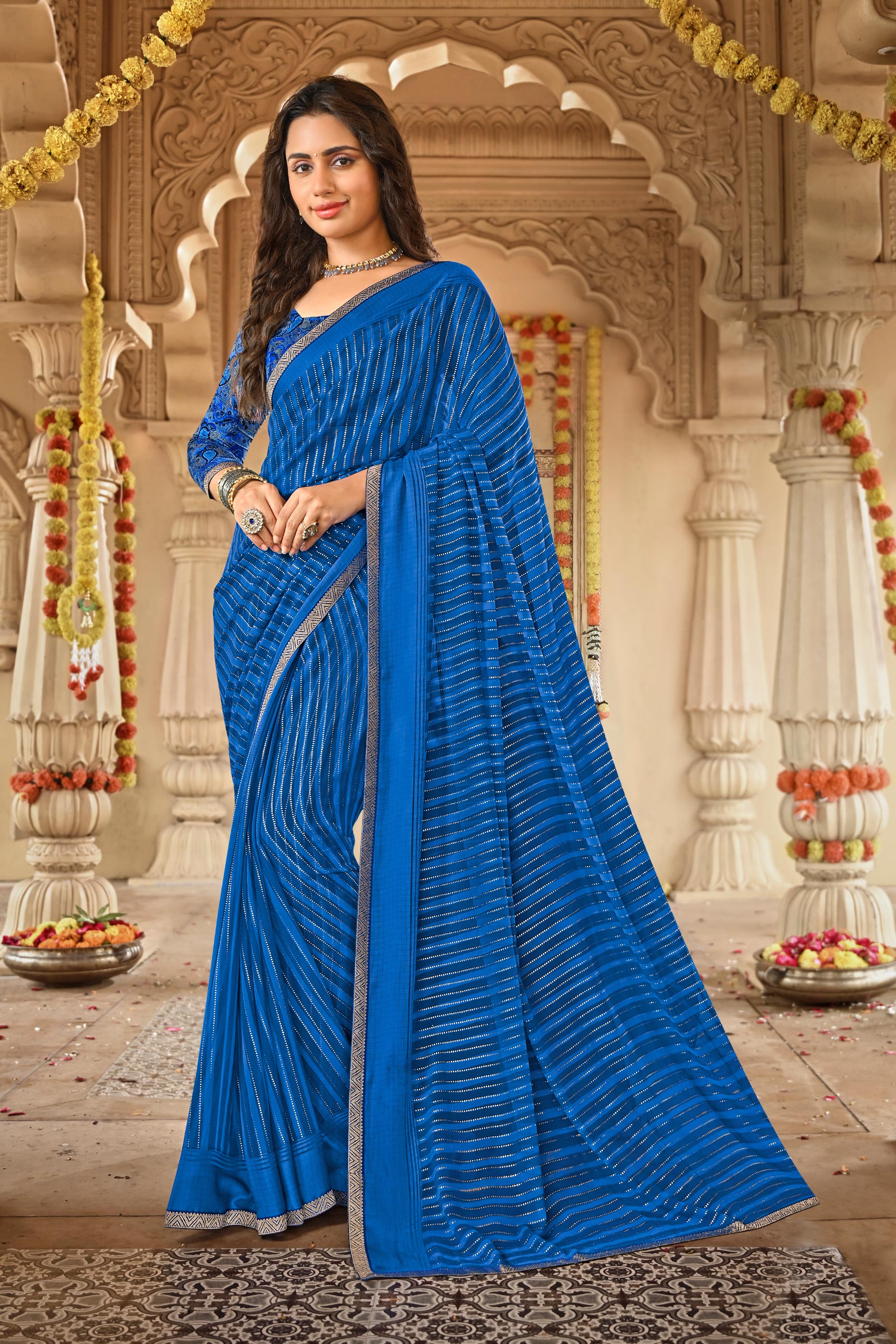 Laxmipati Dhan_Laxmi N-2273 Georgette Blue Saree