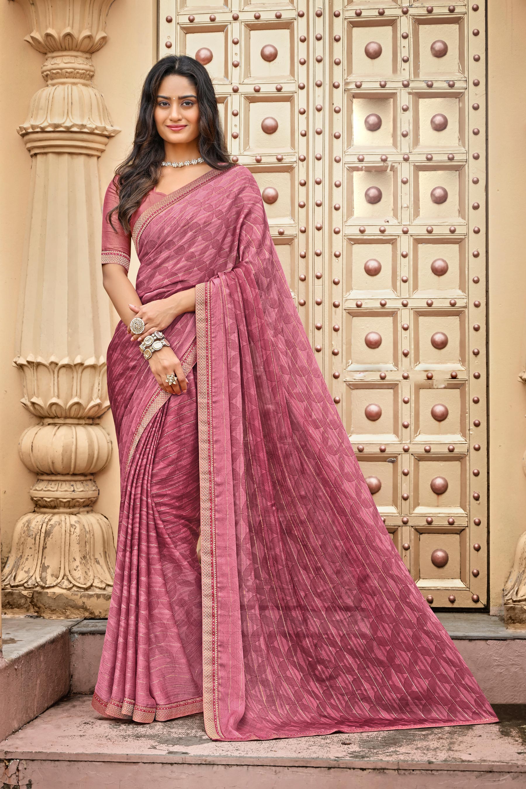 Laxmipati Dhan_Laxmi N-2274 Satin Chiffon Mauve Saree