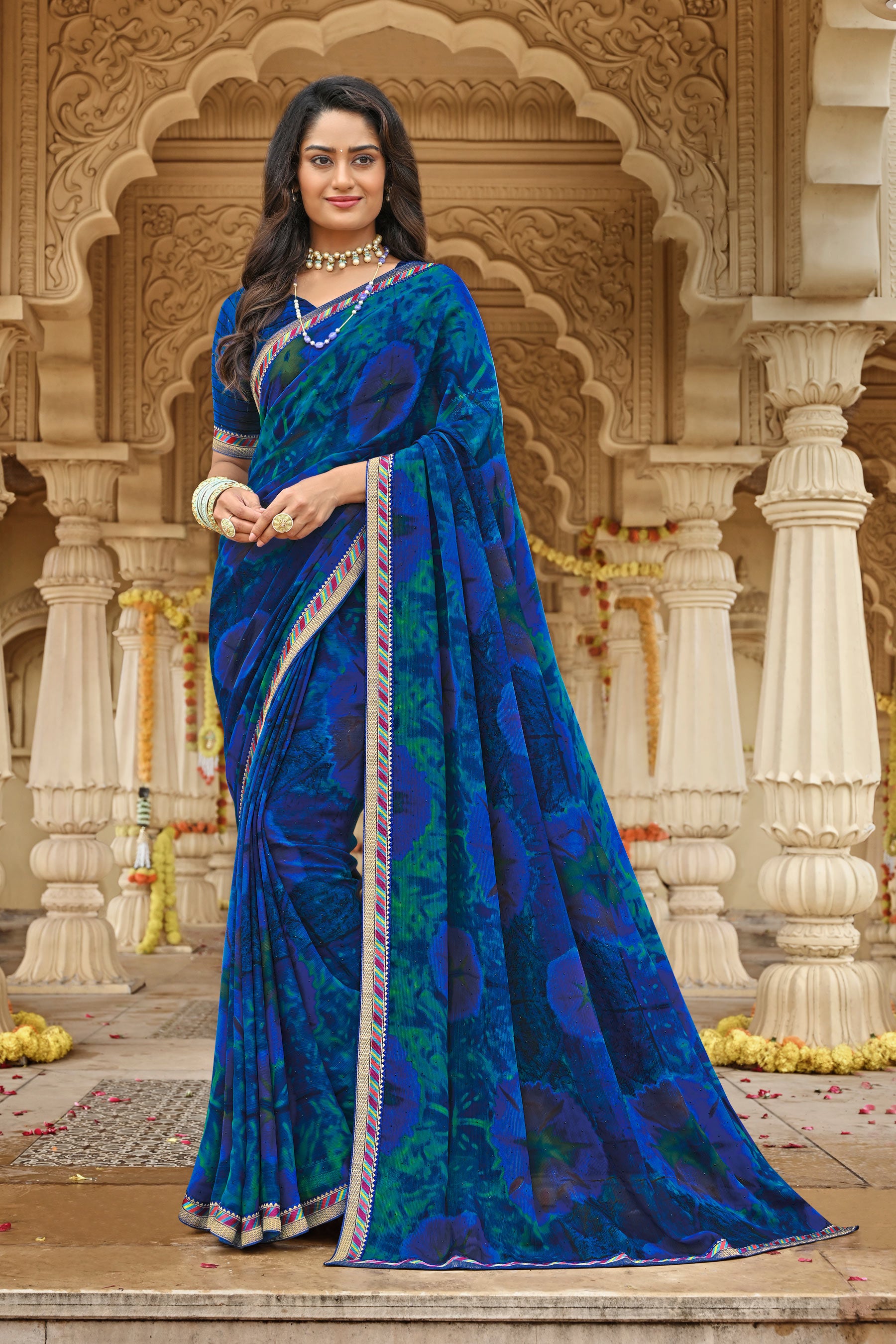 Laxmipati Dhan_Laxmi N-2275 Georgette Blue Saree