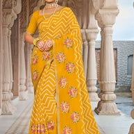 Laxmipati Dairy_Milk N-2283 Chiffon Mustard Saree