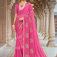 Laxmipati Dairy_Milk N-2285 Chiffon Pink Saree