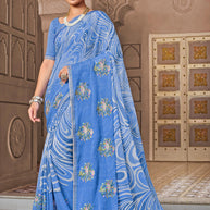 Laxmipati Dairy_Milk N-2287 Chiffon Blue Saree