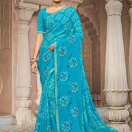 Laxmipati Dairy_Milk N-2289 Chiffon Aqua Blue Saree