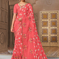 Laxmipati Dairy_Milk N-2290 Chiffon Peach Saree