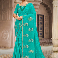 Laxmipati Dairy_Milk N-2291 Chiffon Turquoise Saree