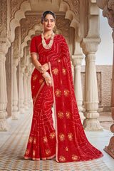 Laxmipati Dairy_Milk N-2292 Chiffon Red Saree