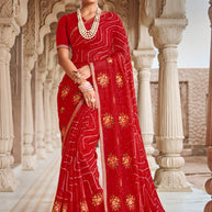 Laxmipati Dairy_Milk N-2292 Chiffon Red Saree