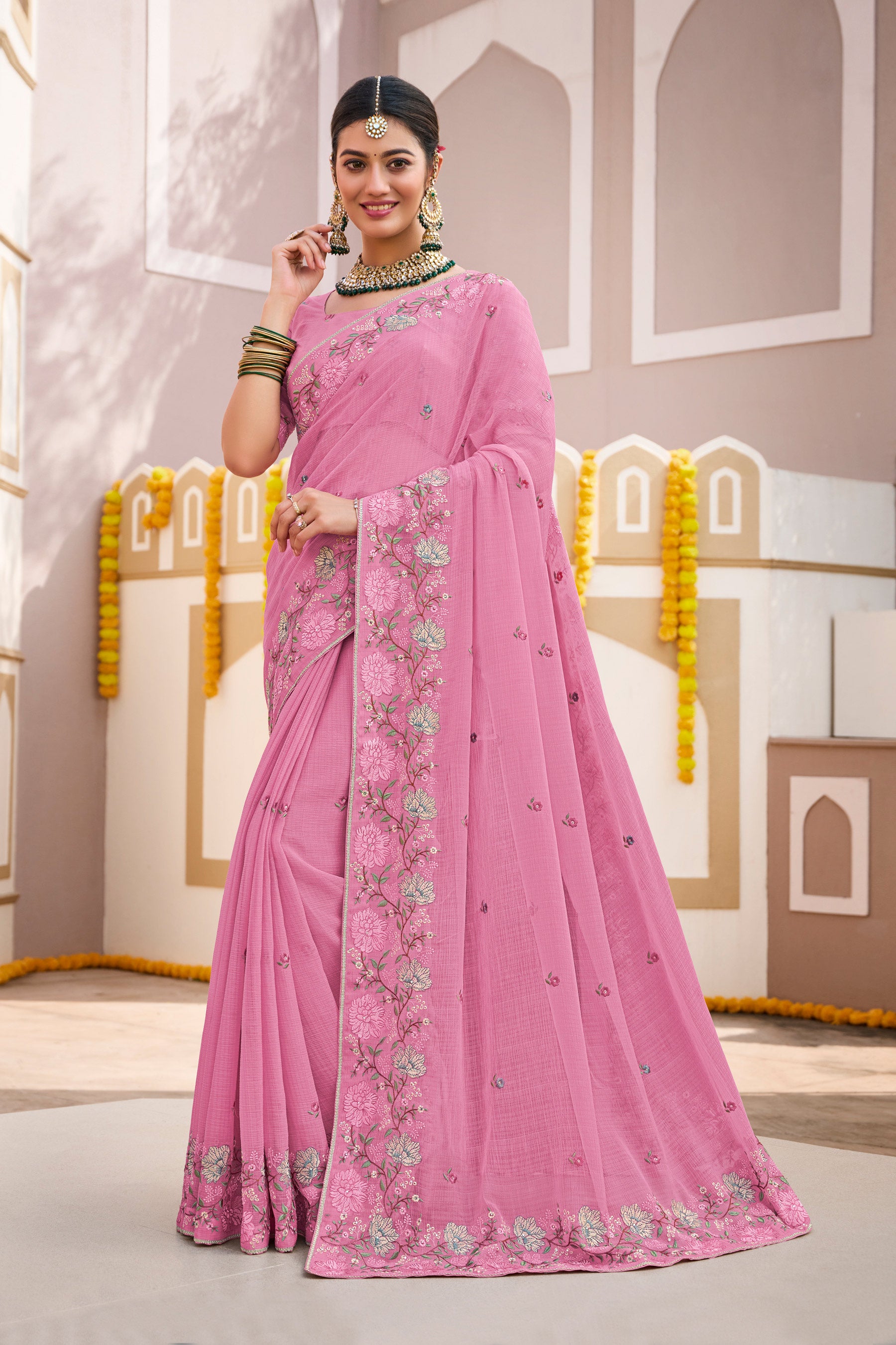 Laxmipati Laadlee N-2310 Chiffon Pink Saree