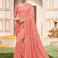 Laxmipati Laadlee N-2311 Chiffon Peach Saree