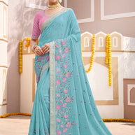 Laxmipati Laadlee N-2314 Chiffon Light Blue Saree