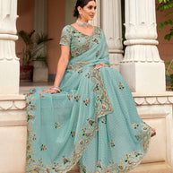Laxmipati Manmarzi N-2319 Chiffon Sky Blue Saree