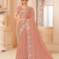 Laxmipati Manmarzi N-2320 Satin Chiffon Peach Saree
